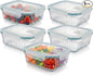 5-Packs, 36 Oz Glass Meal Prep Containers with Snap Locking Lids Glass Food Containers,Airtight Lunch Container,Microwave, Oven, Freezer and Dishwasher