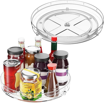 Optish 4 Pack 9.5" Lazy Susan Organizer, Pantry Organizers and Storage, Lazy Susan Turntable for Cabinet, Refrigerator, Closet, Countertop, Non-Skid Fridge Organizer