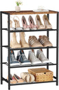 HOMEFORT 5-Tier Shoe Rack, Shoe Storage Shelf with MDF Top Board, Shoe Rack Organizer, Each Tier Fits 3 Pairs, Entryway Shoe Stand with Sturdy Shelves, Rustic Brown