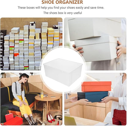 Stackable Thickened Plastic Shoe Box with Lid, Large Capacity Sneaker Storage Organizer for Dust and Moisture Protection, Sturdy Boot and Shoe Storage Case for Closet Use