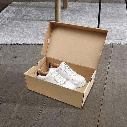Kraft Paper Shoe Storage Box Assemblable Shoes Container Case Shoes Display Box Women Men Stackable Shoes Organizer for Living Room Bedroom, 30cmx20cmx11cm
