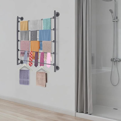 5 Tier Wall Mounted Scarf Rack, Metal Ribbon Storage Organizer, Multi-Purpose Retail Display Tie & Scarf Rack, Space-Saving Shawl Belt Towel Storage Rack for Home Clothing Retail Store