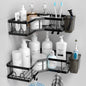 AKTECKE Corner Shower Caddy, 2 Pack Adhesive Shower Corner Organizer Shelves, No Drilling Stainless Steel Shower Storage Rack with Hooks&Toothpaste Holder for Bathroom Kitchen （for 90° Corners Only）