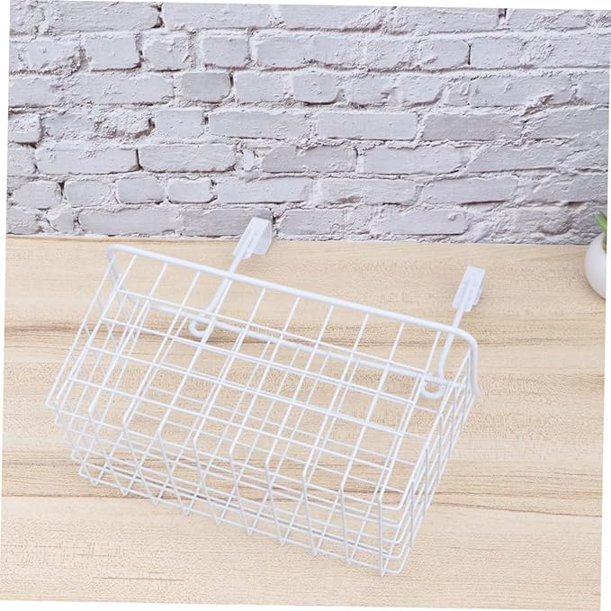 VICASKY White Hanging Storage Rack Over Door Basket for Kitchen Cabinet Bathroom Office Ventilated Organizer with Easy Installation Rust Resistant Saving Storage