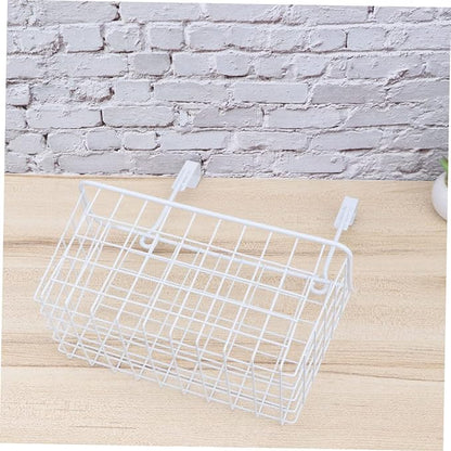 VICASKY White Hanging Storage Rack Over Door Basket for Kitchen Cabinet Bathroom Office Ventilated Organizer with Easy Installation Rust Resistant Saving Storage