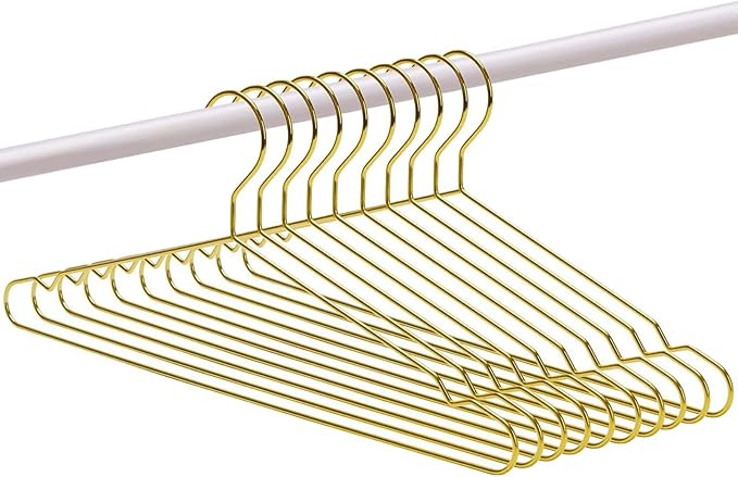 Tosnail 30 Pack 16.5" Stainless Steel Strong Wire Metal Hangers, Heavy Duty Clothes Hangers, Space Saving Closet Organizer - Gold
