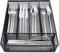 COSWE Silverware Tray for Drawer, Silverware Organizer, Metal Drawer Organizer Kitchen Utensils with Foam Feet Multi Compartments Cutlery Organizer in Drawer (BLACK)