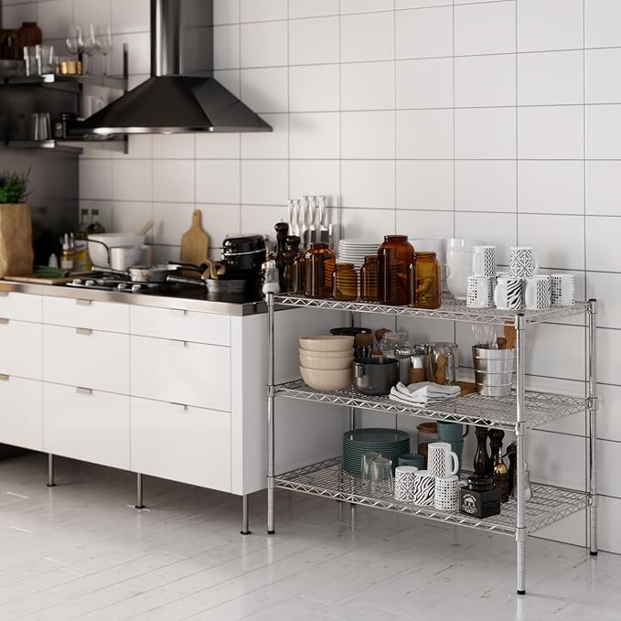 21" Deep x 42" Wide x 34" Height Wire Shelving Kit | 3-Tier | NSF Commercial Storage Rack Unit