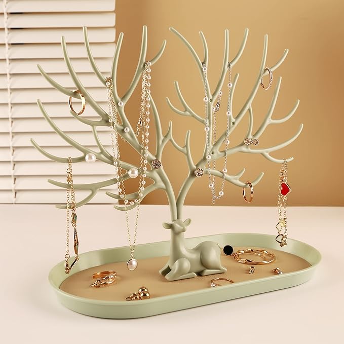 MORE&LESS Antlers Jewelry Display Stand,Tree Tower Rack Hanging Organizer for Ring Earrings Necklace Bracelet