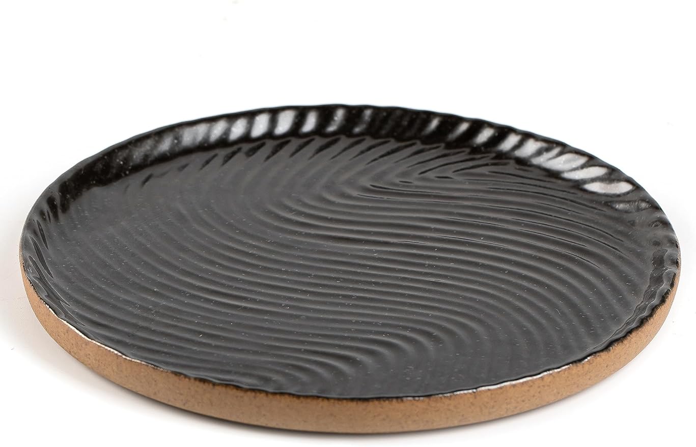 Vanity Tray with Brown Trim - Candle & Perfume Organizer, Round Black 8"8" Home Decor