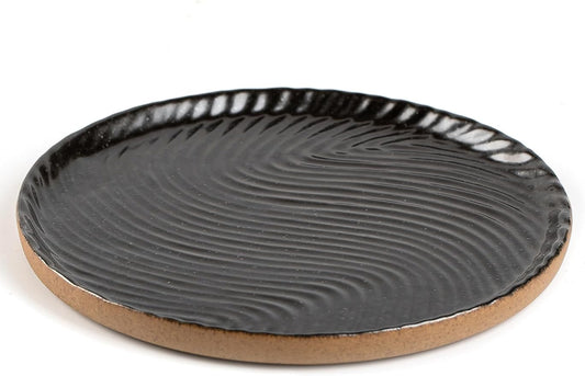 Vanity Tray with Brown Trim - Candle & Perfume Organizer, Round Black 8"8" Home Decor