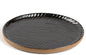 Vanity Tray with Brown Trim - Candle & Perfume Organizer, Round Black 8"8" Home Decor