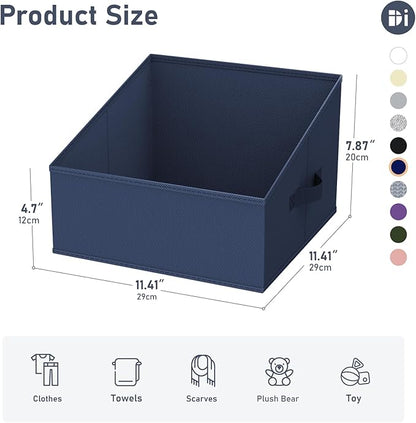 DIMJ Closet Storage Bins 6 Pack - Fabric Trapezoid Closet Organizer Bin, Foldable Storage Baskets for Shelves, Shelf Organizer, Clothing Storage Box for Toys, Books, Towel, Clothes
