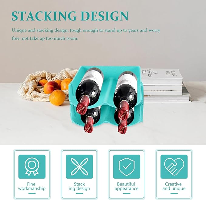 Hemobllo Stackable Drink Organizer Can Rack 4pcs Blue Refrigerator Storage Holder Kitchen Pantry Beverage Dispenser