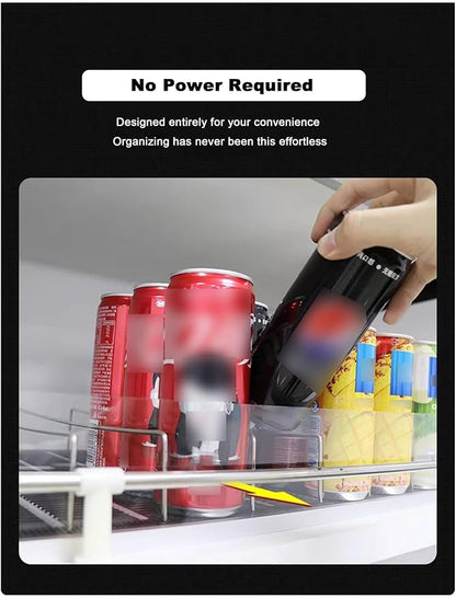 Drink Organizer Automatic Can Dispenser Self Pushing Fridge Drinks Organiser Holder Rack for Fridge Kitchen Cupboard(60 x 43 cm)