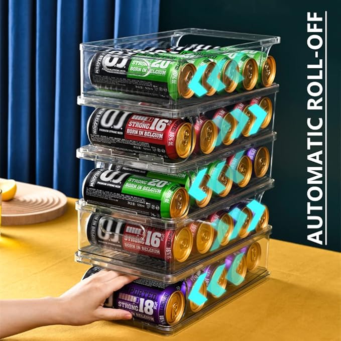Xicennego Large Stackable Soda Can Organizer for Refrigerator, Fridge Can Organizer Dispenser for Tall Cans of 500ml/17oz, Beverage Can Holder for Refrigerator, Pantry, Cupboard