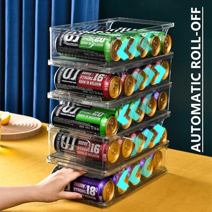Xicennego Large Stackable Soda Can Organizer for Refrigerator, Fridge Can Organizer Dispenser for Tall Cans of 500ml/17oz, Beverage Can Holder for Refrigerator, Pantry, Cupboard
