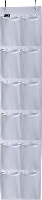 MISSLO Heavy Duty Over The Door Storage with 12 Mesh Pockets (White)