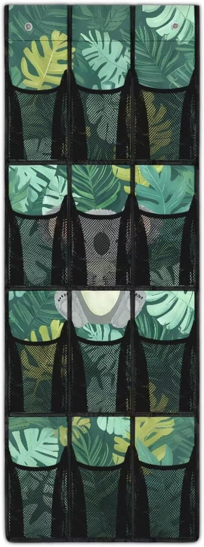 Cute Koala Door Hanger Organizer 12 Pockets Shoe Holder Hanger for Living Room Green Over The Door Shoe Organizer Space Saving Wall Hanging Storage for Bedroom