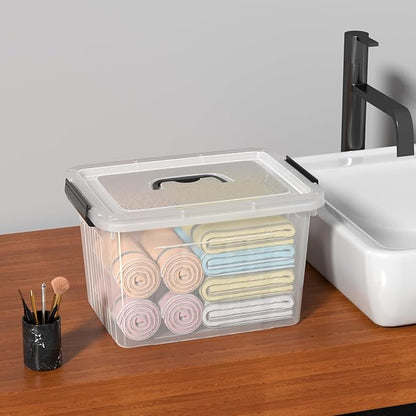18 Quart Clear Plastic Storage Box with Handle, Latching Bins with Lid, 4 Packs