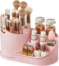 Anyoifax 360 Rotating Makeup Brush Holder Organizer with Divider 5 Slots Make Up Brushes Cup Flower-Shaped Spinning Pen Holder for Vanity, Cosmetics, Lipsticks, Pink