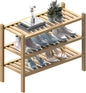 ROMGUAR CRAFT (Thick Bamboo Shoe Rack for Entryway, 3-Tier Free Standing Shoe Racks Stackable Shoe Rack Organizer for Hallway Closet Living Room 27 x12 x21 Inches