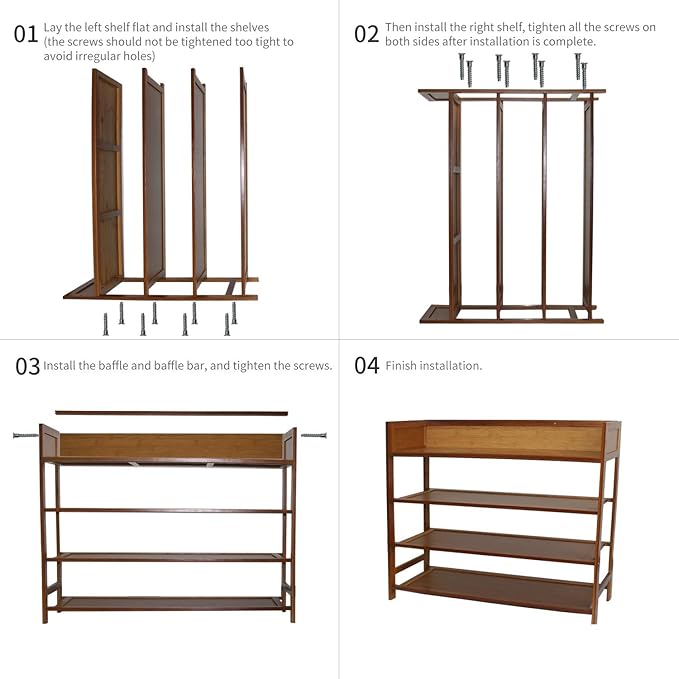 SOBIBO Bamboo Shoe Rack Organizer, 4 Tier Shoe Shelf Storage Organizer, for Entryway, Hallway, and Closet (Nature-31.5)