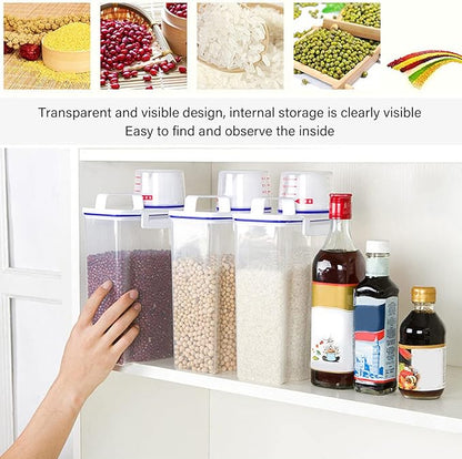 Milltrip Rice Storage Container, 2PCS Rice Storage Container 2.5L Plastic Rice Dispenser Bin with Pour Spout for Rice Beans Grains Small Dry Food
