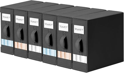 DIMJ Bed Sheet Organizers and Storage 6 Pack - Foldable Sheet Holder for Linen Bedding Storage Box for organization, Sheets Set Holder for Blanke, Towel (King & Queen Size), Black