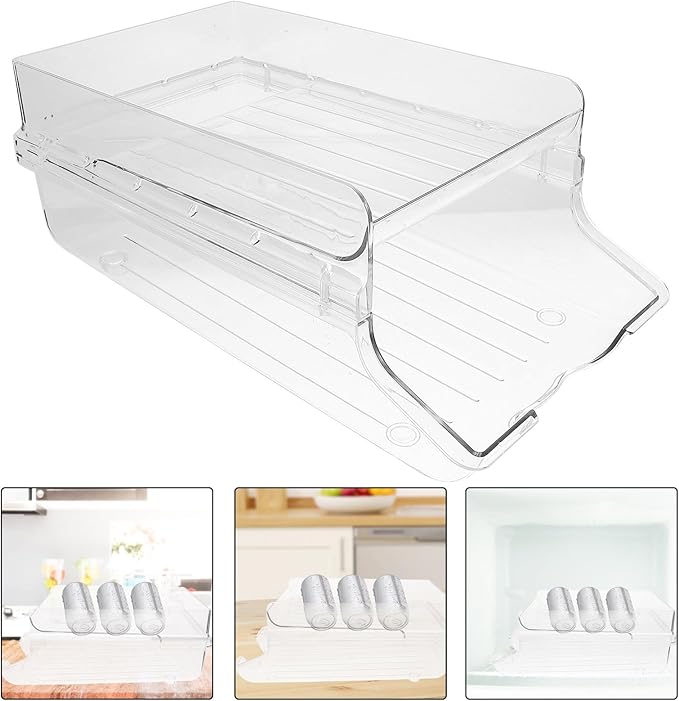 Beverage Can Holder Rolling Drink Organizer Large Refrigerator Drink Rack Stackable Can Dispenser for Kitchen Pantry Storage