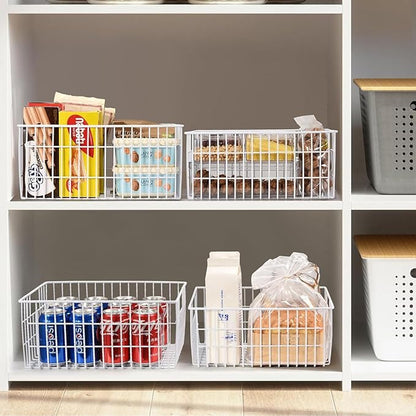 Orgneas Freezer Organizer Bins, Upright Freezer Basket Drawer Organizer Bins, Better Air Circulation Metal Wire Storage Container Bin For Chest Deep Freezers, Easy Sort & Get Food, 2 Large 2 Medium