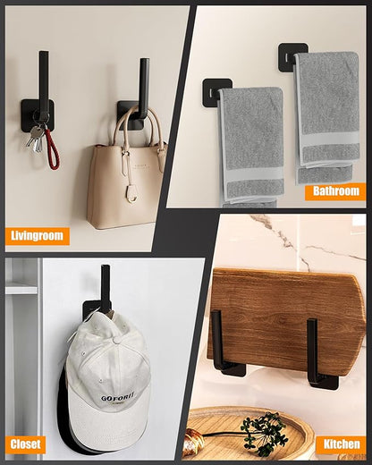 Hat Rack for Hat Storage (4-Pack), Multi-Purpose Hat Organizer, Strong Adhesive Hat Hooks for Wall Organizer for Baseball Caps, Two Mounting Options Hook, Black