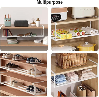 Hanging Shoe Organizer for Shoe Cabinet, Expandable Shoe Rack 15.7“-27.5“, Under Shelf Storage for Closet, Retractable Space Saving Rack for Pantry Laundry Room (1 Pack)