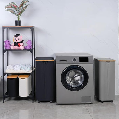 Laundry Basket with Wheels, 110L Beige Clothes Hamper for Laundry, Laundry Hamper with Lid and Inner Bag, for Laundry Room, Bedroom, Dormitory Storage,Beige