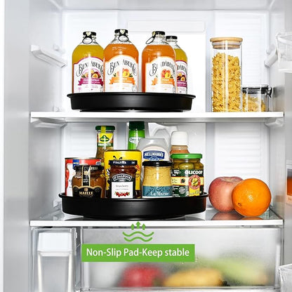 Amolliar Lazy Susan Organizer, Metal Rotating Turntable Spice Rack for Kitchen, Fridge, Cabinet, Countertop, Pantry Storage Organizer, Under Sink Organizer, Tray for Household Purpose, Black 10" 1Pack