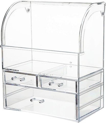 MOOCHI Clear Professional Large Cosmetic Makeup Organizer Bathroom Storage Display Case with Drawers