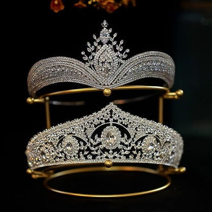 Tiara Crown Headband 2 Layer Display Rack Gold Metal Princess Crown Stand Holder Crystal Headbands Storage Organizer