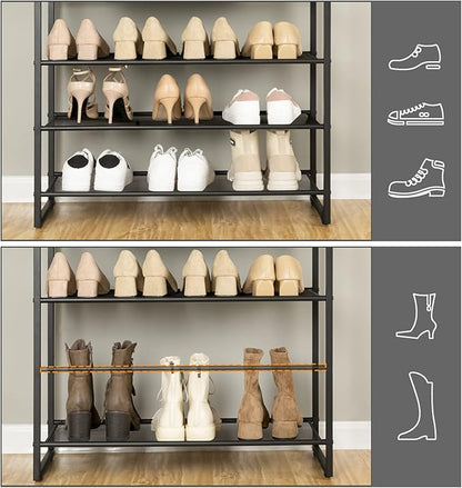 HOOBRO 10-Tier Shoe Rack for Entryway, 29.5" L Shoe Storage Organizer, Large Capacity Shoe Shelf for Closet, Front Door Entrance, Hallway, Holds 36-40 Pairs of Shoes, Greige and Black BG107XJ01