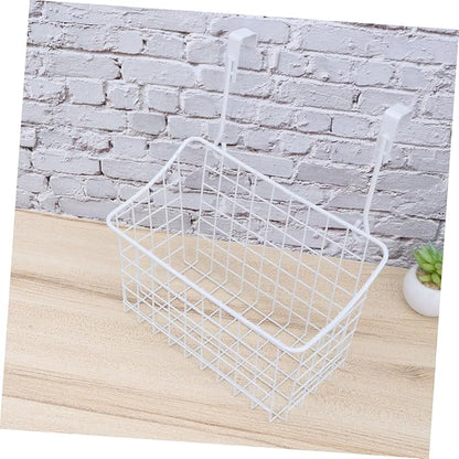 Cabilock Over Door Hanging Storage Basket Organizer White Ventilated Rust Cabinet Rack for Kitchen Bathroom Office Easy Install Required