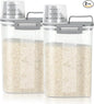TBMax Rice Storage Container 2 Pack, Plastic Kitchen Pantry Food Storage Container with Cup, Small Pet Dog Cat Food Container Dispenser-Grey