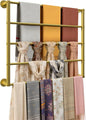 Wall Mounted Scarf Rack, Gold Silk Scarves Hijab Hanger Organizer Metal Racks Wrapping Tissue Paper Ribbon Holder Towels Storage Display for Flower Shop Retail Store (Gold, 5T-27.6×23.6IN)