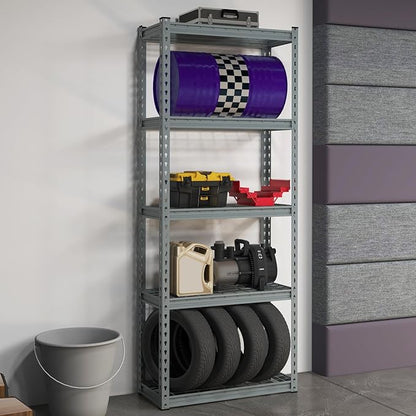 Goplus 5-Tier Metal Shelving Unit, Heavy Duty Wire Storage Rack with Anti-Slip Foot Pads, Height Adjustable Shelves for Warehouse, Kitchen, Living Room, Garage, 12" D x 27.5" W x 66" H