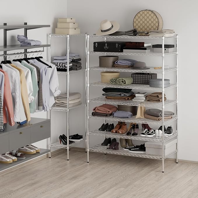 24" Deep x 48" Wide x 74" Height Wire Shelving Kit | 8-Tier | NSF Commercial Storage Rack Unit