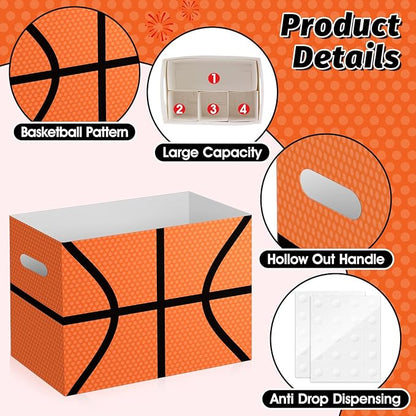 2PCS Basketball Utensil Holder Paper Utensil Caddy for Basketball Party Decorations Disposable Cutlery Holder with Handles for Sports Birthday Party Supplies Boys Party Favors Cutlery Caddy