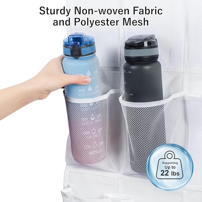 F-color Large Hanging Organizer - Over the Door Shoe Organizer, Cruise Essentials for Closet & Pantry, 20 Breathable Mesh Pockets, Space Saving Hanging Storage Holder with 4 Heavy-Duty Metal Hooks