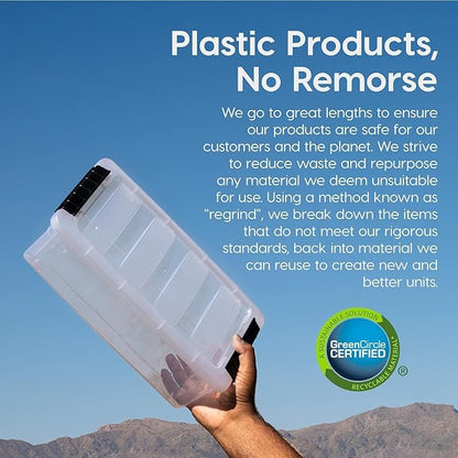 IRIS USA 6 Qt Stackable Plastic Storage Bins with Lids, 10 Pack - BPA-Free, Made in USA - See-Through Organizing Solution, Latches, Durable Nestable Containers, Secure Pull Handle - Clear