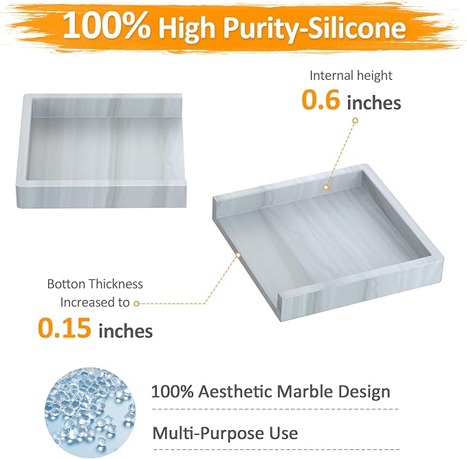 Bathroom Vanity Tray,Thick Original Silicone Soap Dispenser Tray,EGWON Shatterproof Toilet Tank Tray Vanity Tray for Dresser Tops,Bathroom for Perfume,Soap Bottle