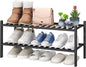 viewcare 2-Tier Black Bamboo Shoe Rack for Entryway, Stackable | Foldable | Natural, Shoe Shelf Storage Organizer for Hallway Closet, Free Standing Shoe Racks for Indoor Outdoor