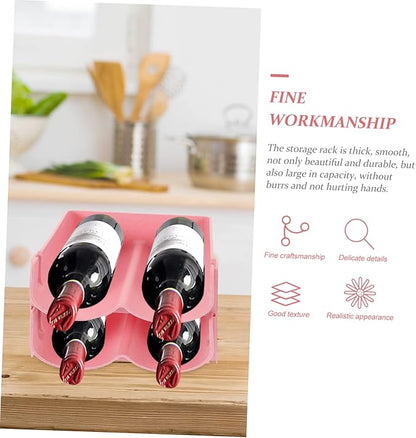 4Pcs Stackable Soda Dispenser Rack Organizer for Fridge Wine Holder and Beverage Storage Space Saving Design for Cans and Bottles Neat Storage Pink