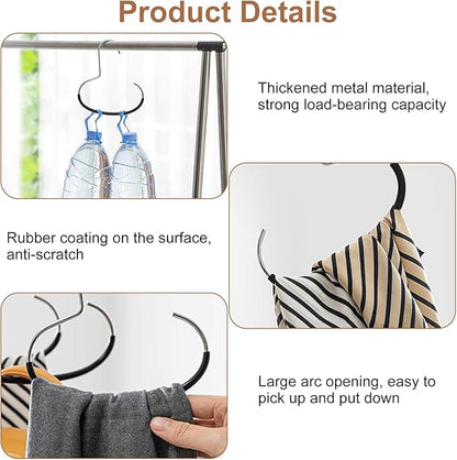 6 Pcs Hat Organizer for Baseball Caps, Heavy-Duty Metal Closet Cap Rack Holder for Space-Saving, Cap Organizer for Baseball Caps, Beanies, Belts, Purses (Black)